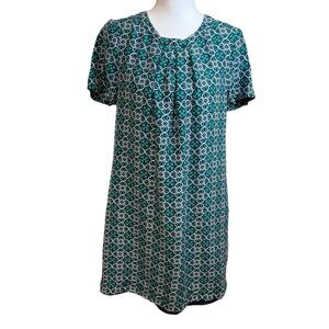 J CREW Silk Print Short Sleeve Dress Sz 8 Shift Preppy Office Career Work Church